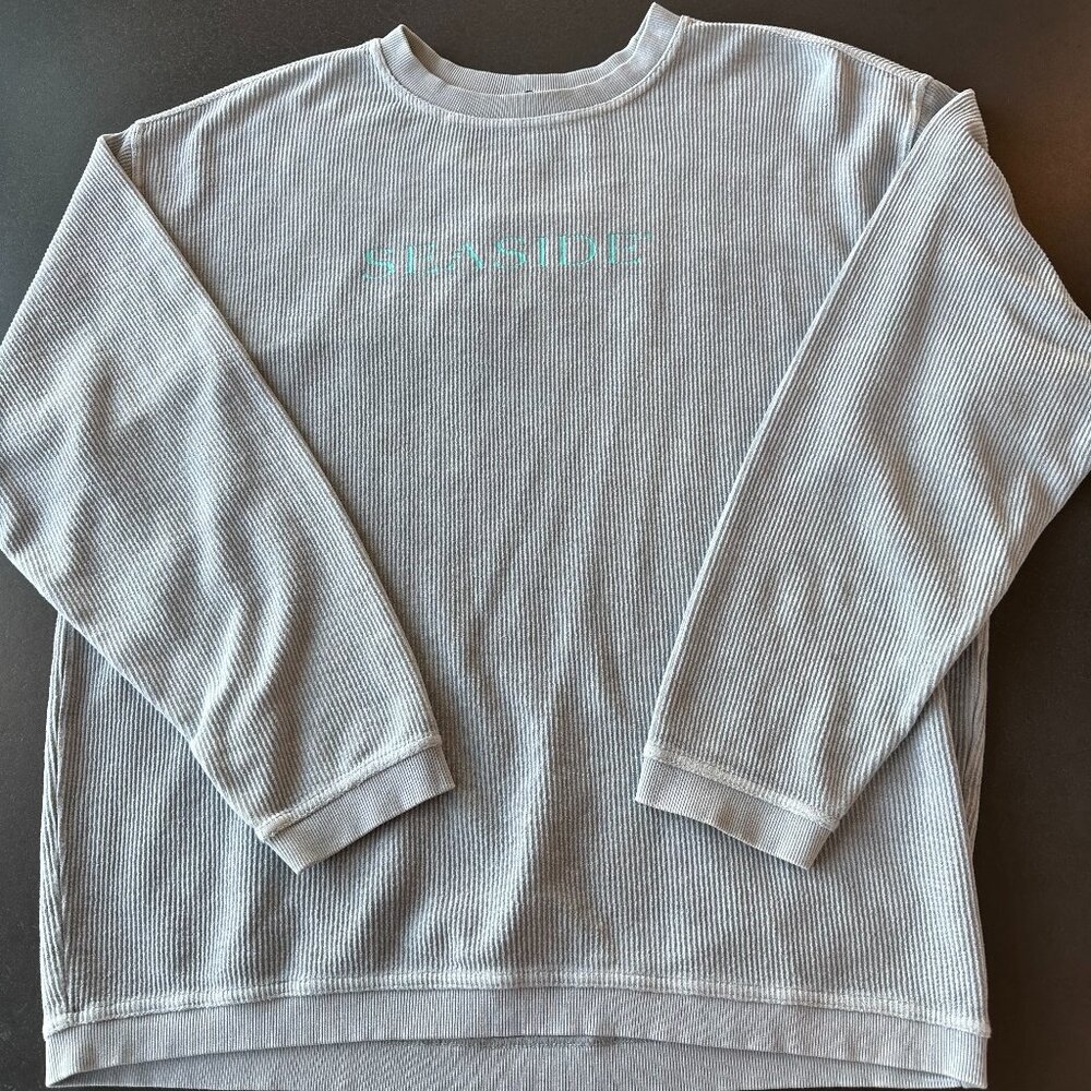 Seaside Faded Denim Corded Sweatshirt - XL